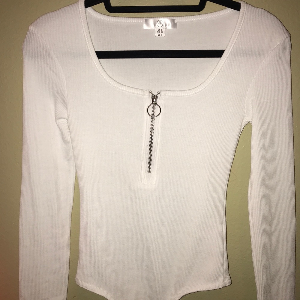 Misguided white ribbed bodysuit